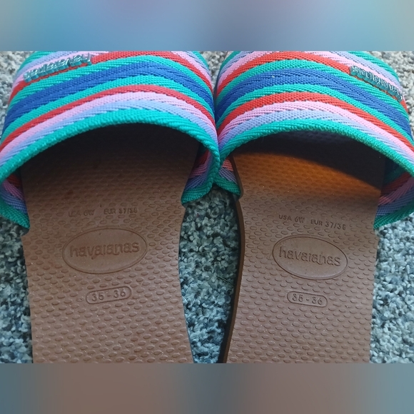 Havaianas You Malta Mix Multicolored Stripe Slide Sandals Wmn's 6W - Picture 7 of 8